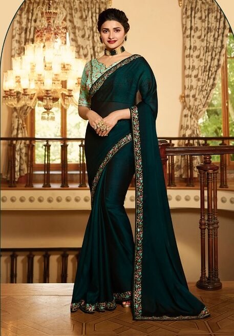 Glittering Black Soft Silk Saree With Enchanting Blouse Piec