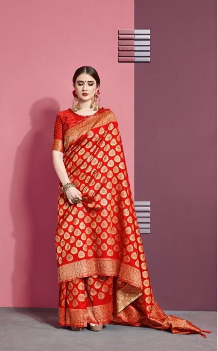 Kanchipuram Saree in Dark Orange : SBRA2046