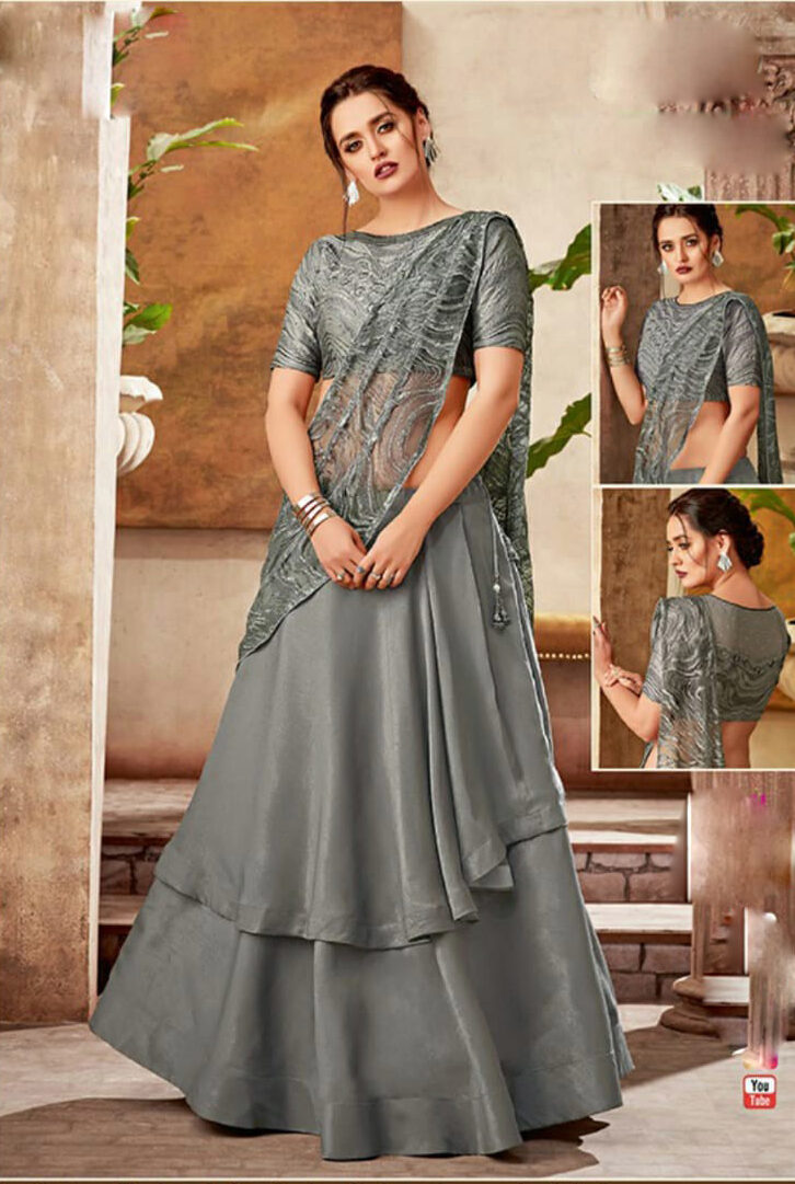 Buy Aerika Fashion Hub Self Design Semi Stitched Ghagra, Choli, Dupatta Set  (Pink) at Amazon.in