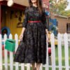 Stylish Collar Kurti Neck Design in Black Floral