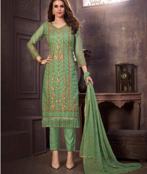 Embroidered Green Salwar Suit Combination | Festive Salwar Suits