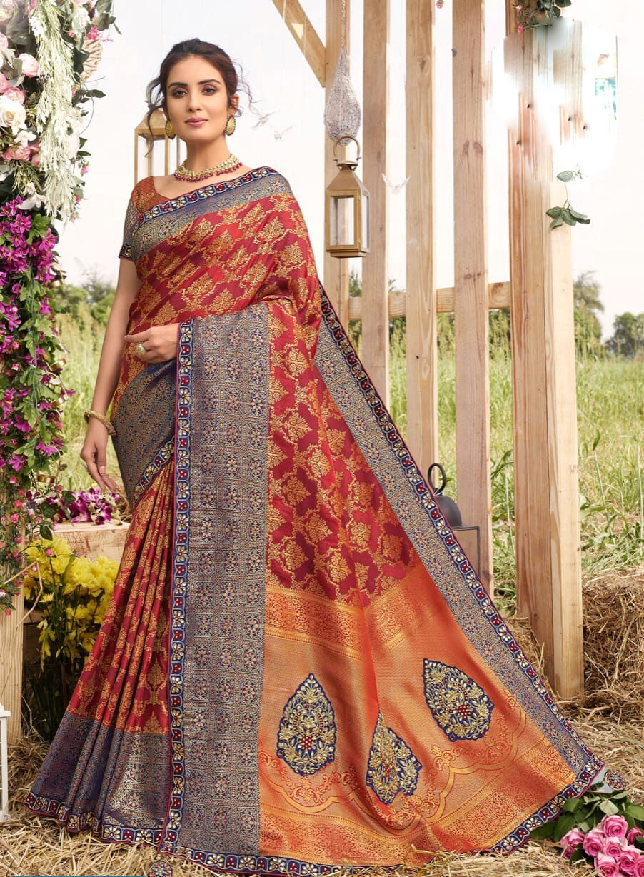 New Designer Wedding Reception Sarees for Bride in Embroidered Silk