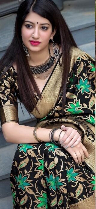 Jamdani Cotton Silk Saree in Black : SBEA1010