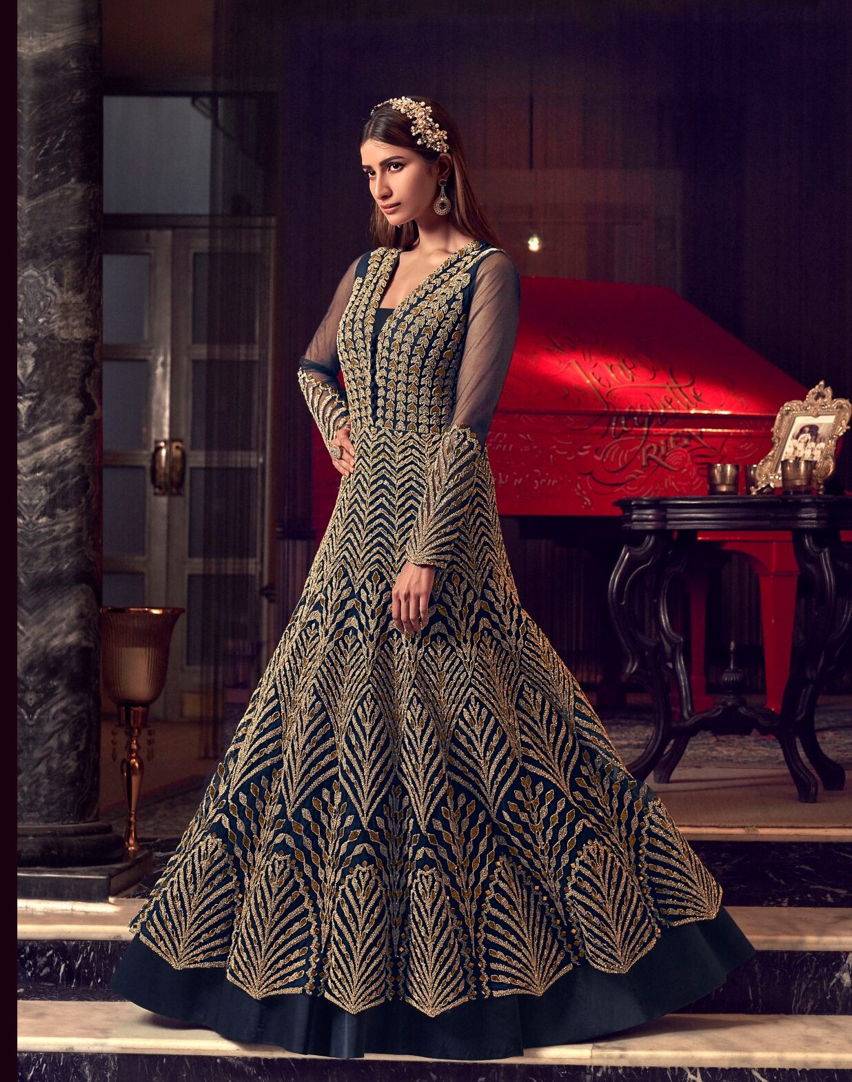 Stylish Gray Dress|Tilla Threads Embroidery,& Cutwork – Nameera by Farooq