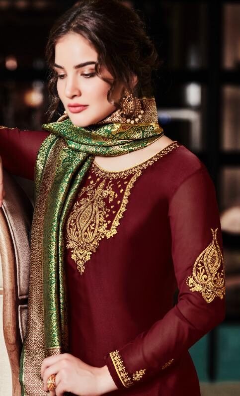 Maroon on sale punjabi suit