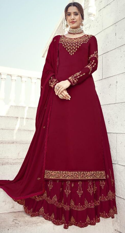 New Trend Designer pink Color Karwa Chauth Dress. e1601310656498
