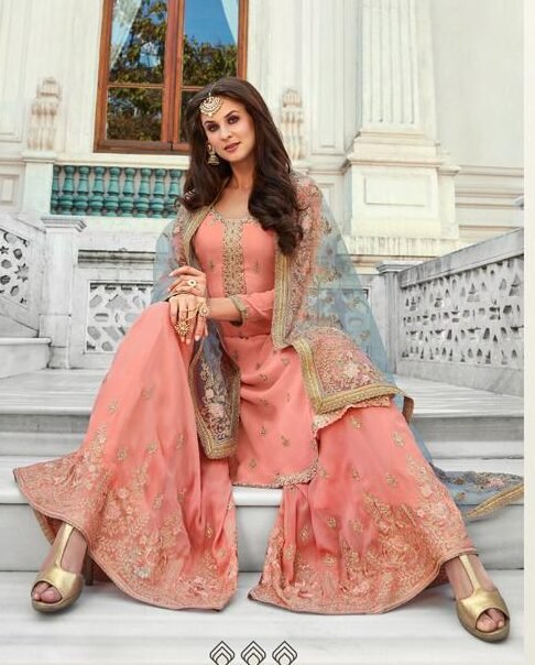 Baby pink punjabi suit sale