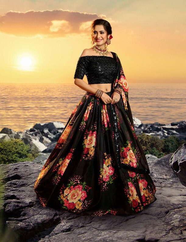Surkh Laal Floral Lehenga Paired With Top & Dupatta – Punit Balana