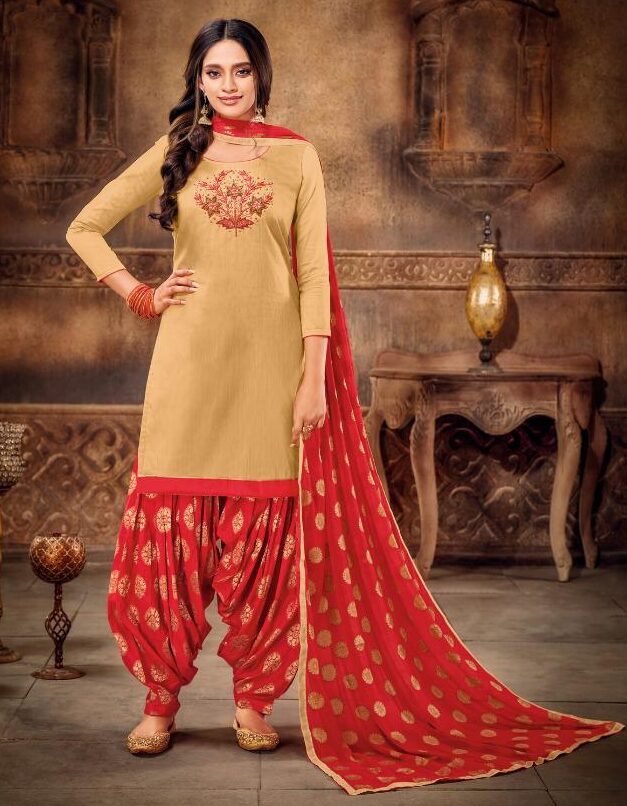 Online Fashion Boutiques Patiala Suit in Red Embroidered Fabric LSTV119434