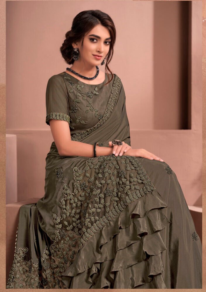 Designer Frill Pattern With... - Indian designer heavy saree | Facebook