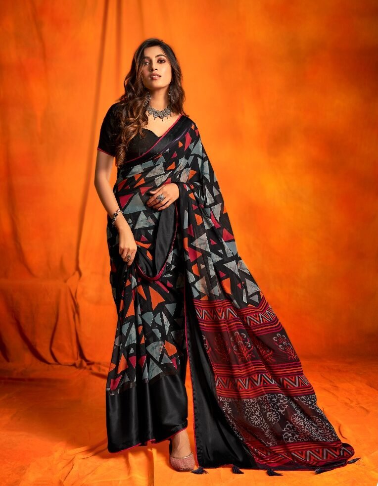 Sari Saree Satin Patta Soft Bollywood Party New Indian New Stylish Ethnic  Wear | eBay