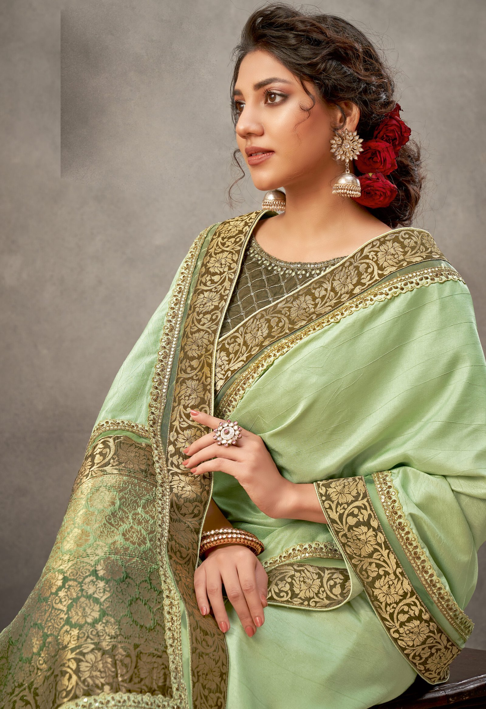 Beige silk saree with blouse 6303 | Party wear sarees, Party wear sarees  online, Saree designs