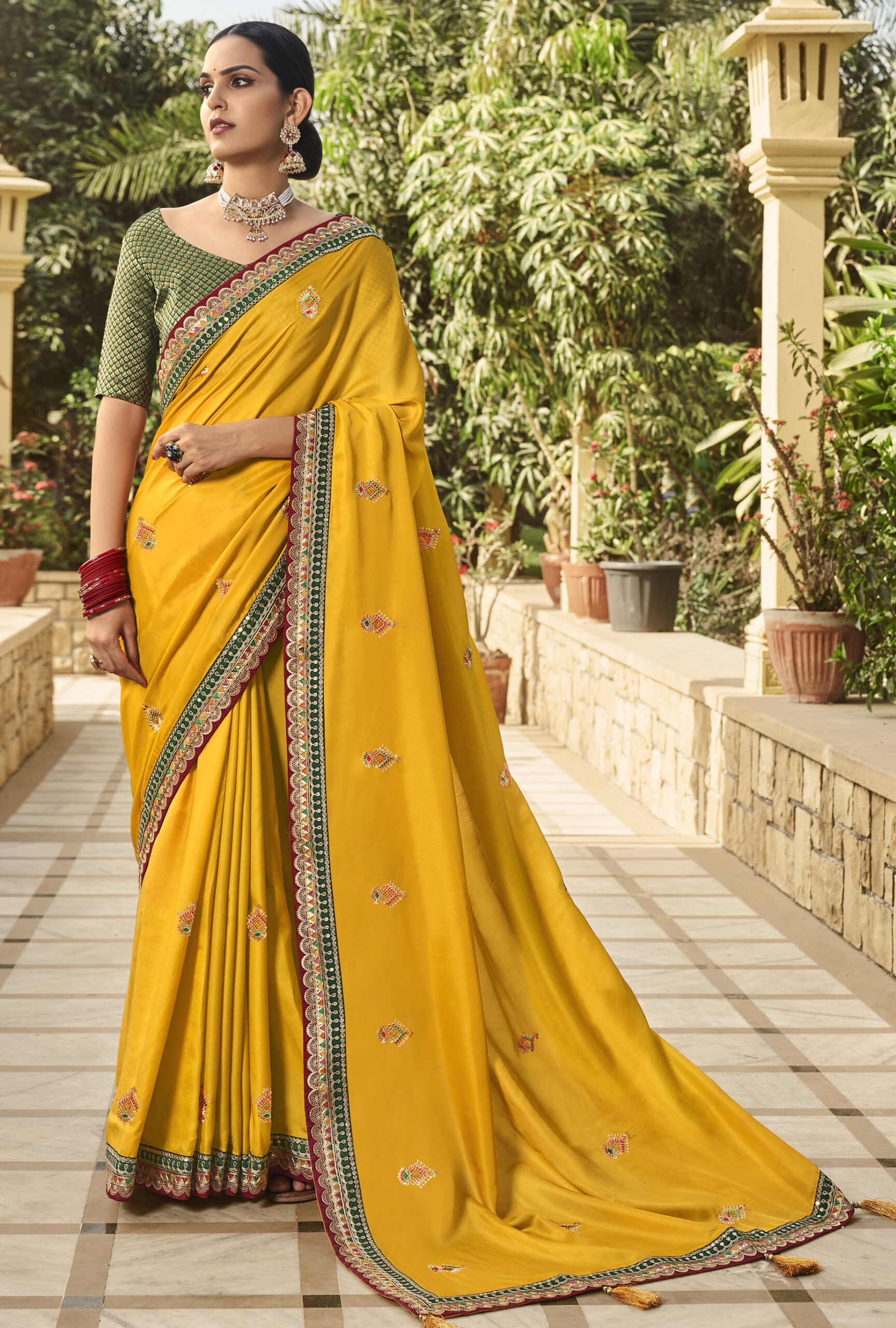 Latest Party Wear Yellow Saree with Price