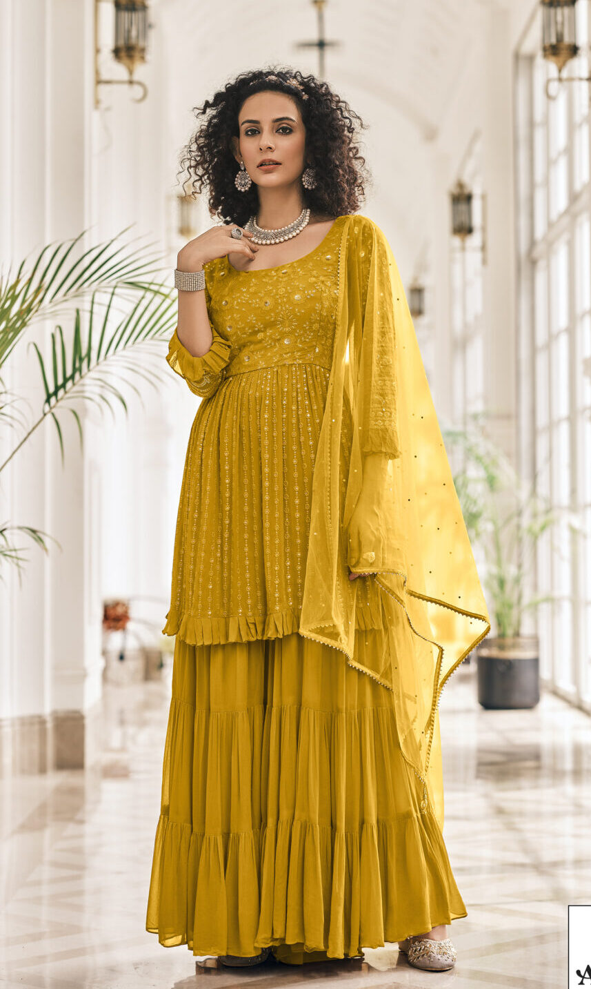 Peach Designer Sharara Salwar Kameez for Women | Party wear dresses, Frocks  for girls, Pink colour dress