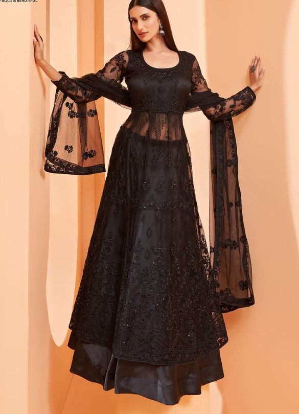 Black Evening Dress Long Sleeve A-Line O-Neck Satin Sweep Train Lace  Appliques Button Women Elegant Party Prom Gowns 2023