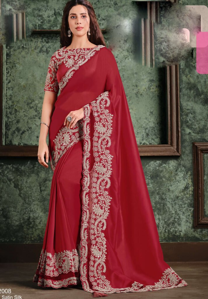 Silk Woven Work Wine Color Saree