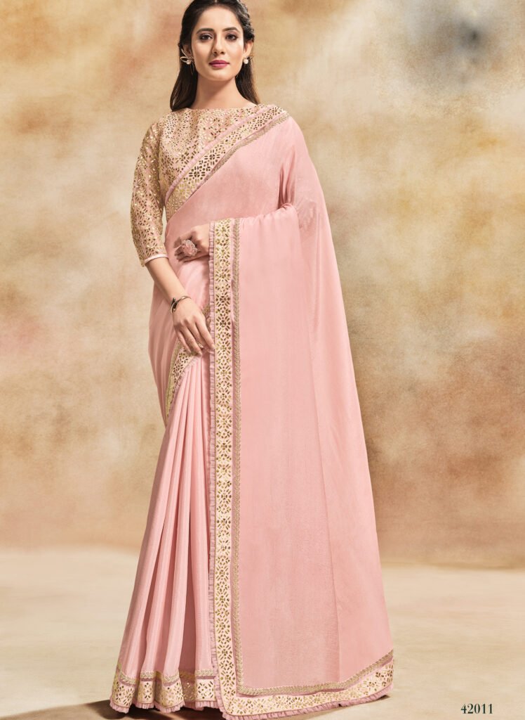 Designer Party Wear Saree In Mixture Of White And Pink – Kaleendi