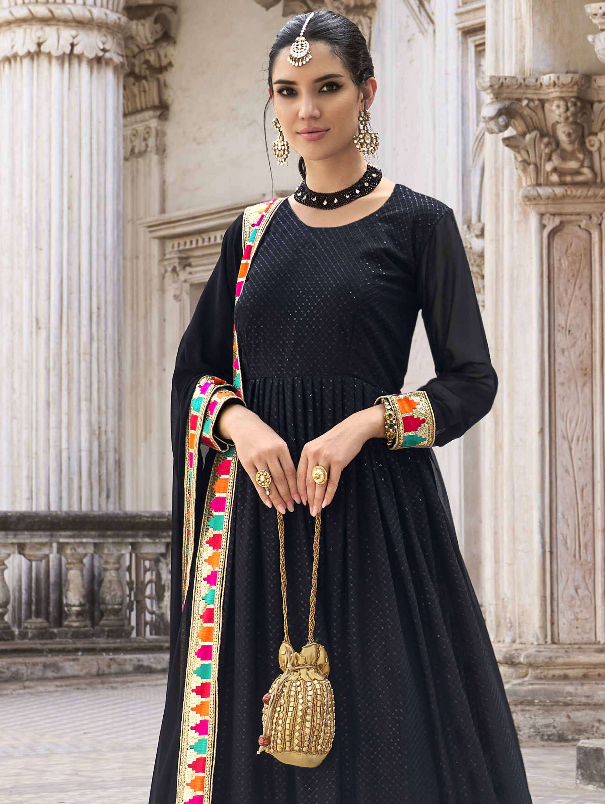 Jannat Zubair Black Colour Sequence Work Gown - Ethnic Race