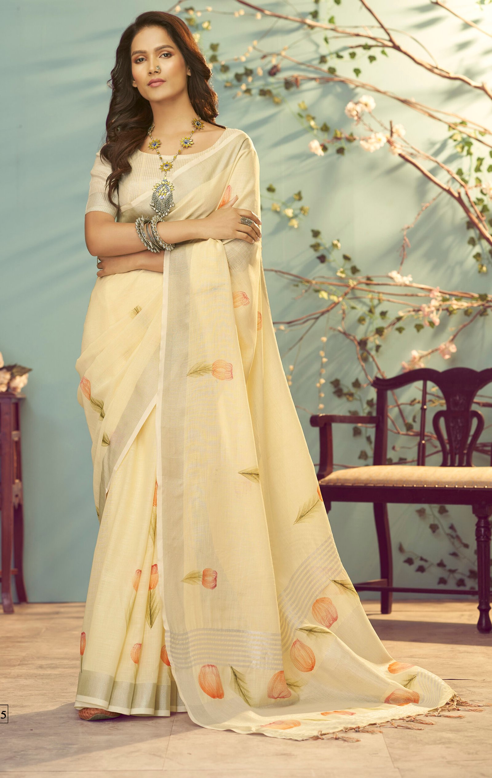 Buy BOONGLAOOWEAR Embellished Daily Wear Georgette Gold Sarees Online @  Best Price In India | Flipkart.com