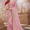 Party Wear Organza Saree Blouse Designs Pink