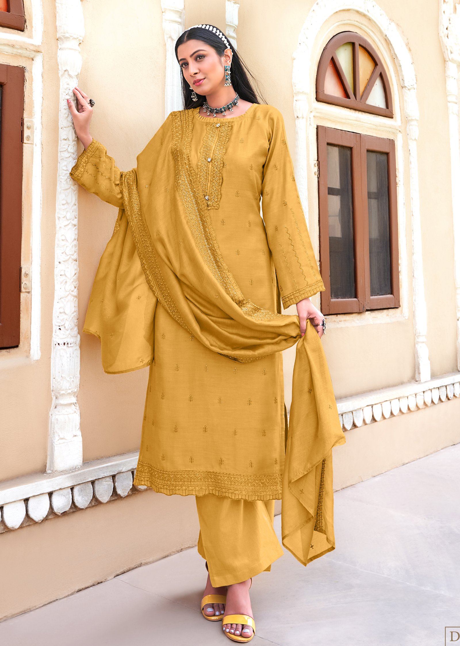 Mustard colour shop punjabi suit