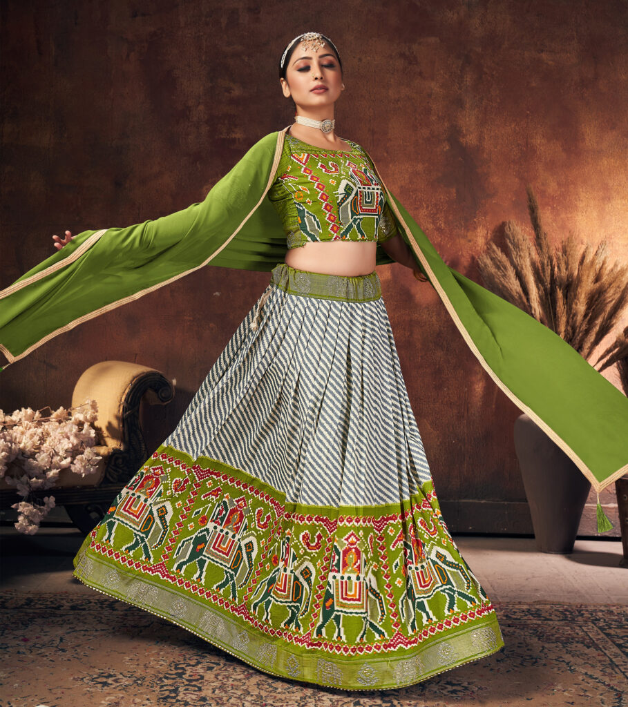 Buy Multi Colour Mirror Work Cotton Ready To Wear Lehenga Choli Online