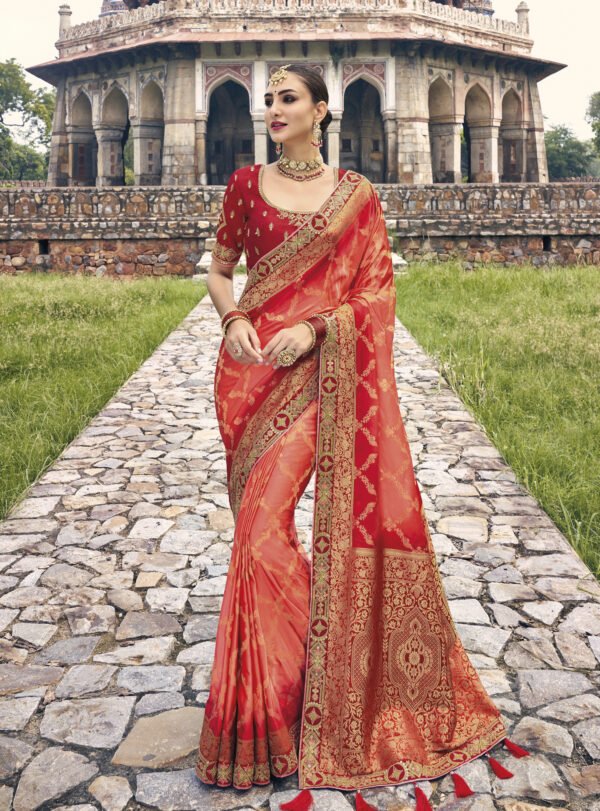 Hot Red Bridal Indian Designer Net Fabric Saree SRPBT20602 –  ShreeFashionWear