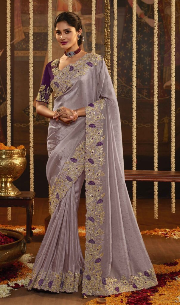 Lavender Eesha Organza Chikankari Saree - Thechikanlabel - TheChikanLabel |  Lucknow Chikankari Kurtis & Suits