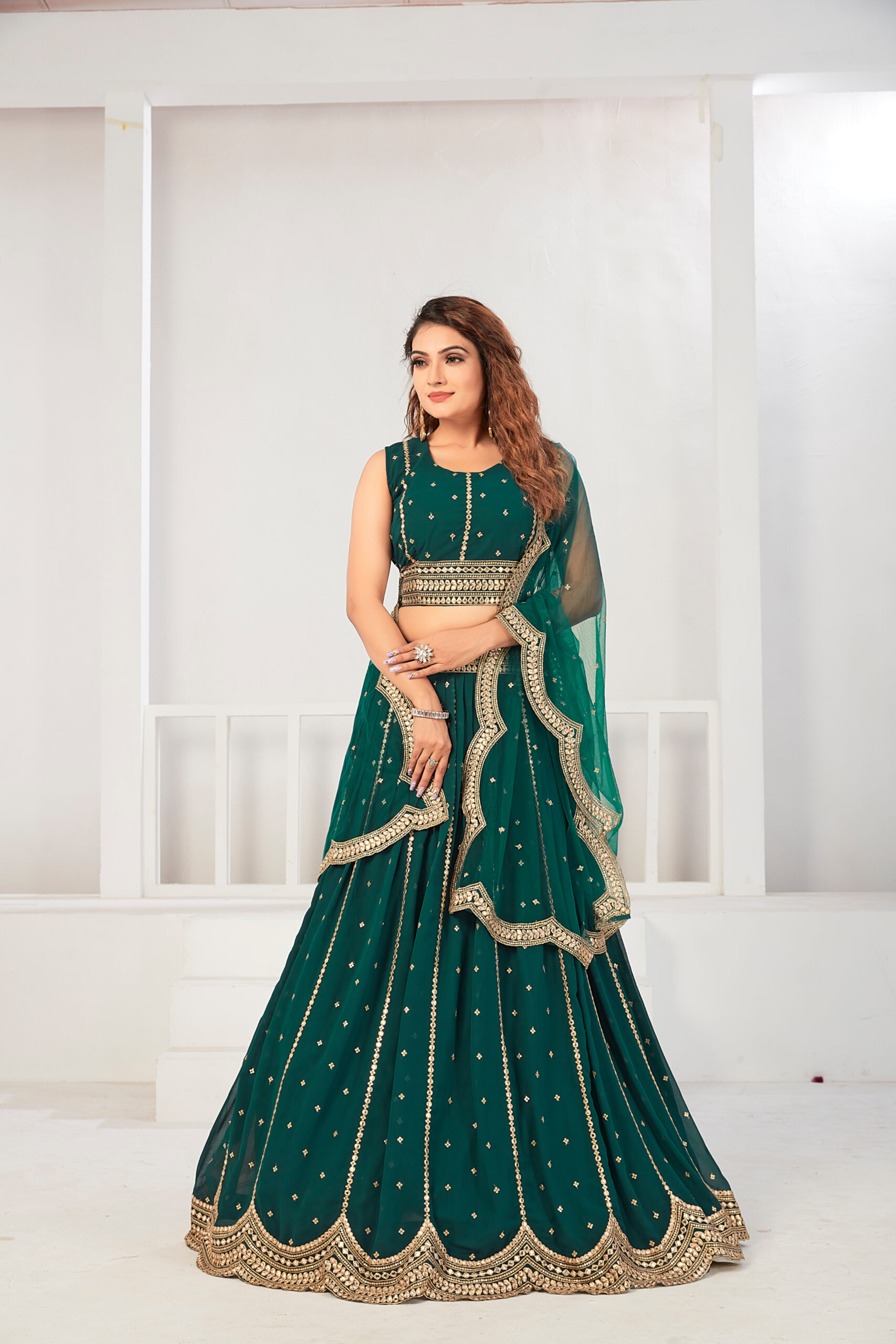 Featuring pink and turquoise designer party wear lehenga set with  embroidery on top and bottom. It co… | Lehenga style saree, Indian fashion  dresses, Simple lehenga
