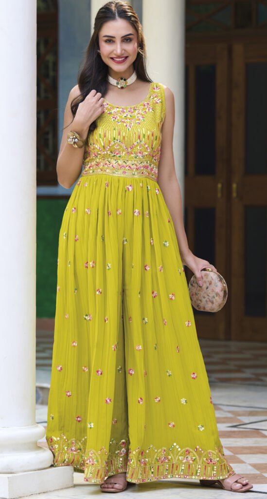 Bollywood Indo Western Dresses in Yellow Colour