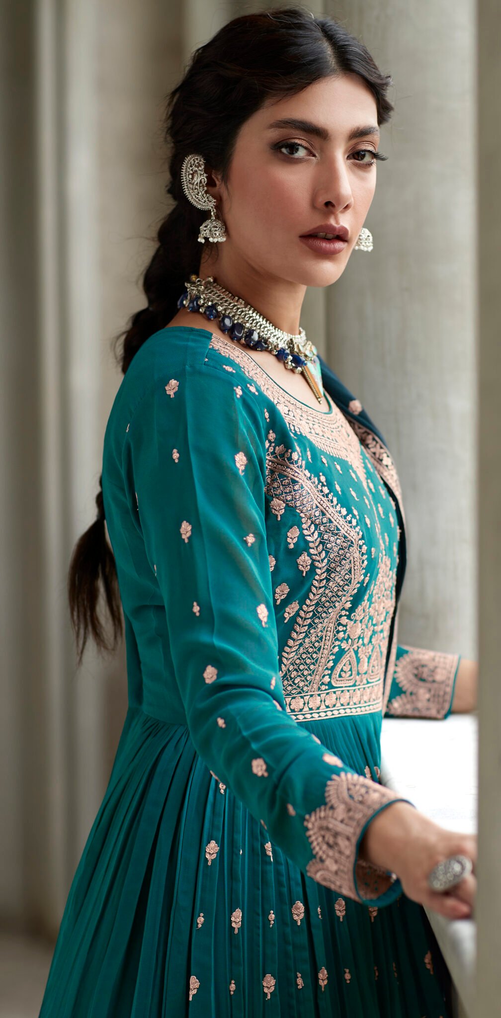 Kurti Lehenga with Dupatta Turquoise Blue Kurta