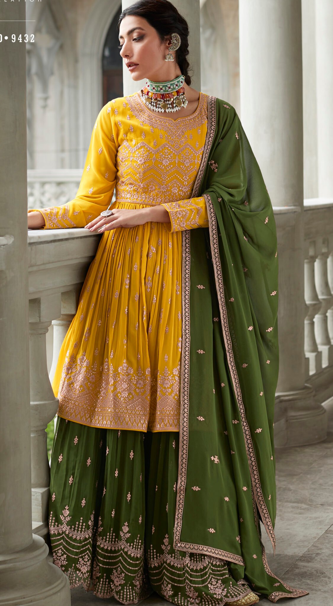 Ladies Ghagra Kurti Haldi Ceremony Yellow Ourtfit