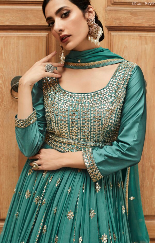 Turquoise Blue Gown for Wedding – Shahi Fits