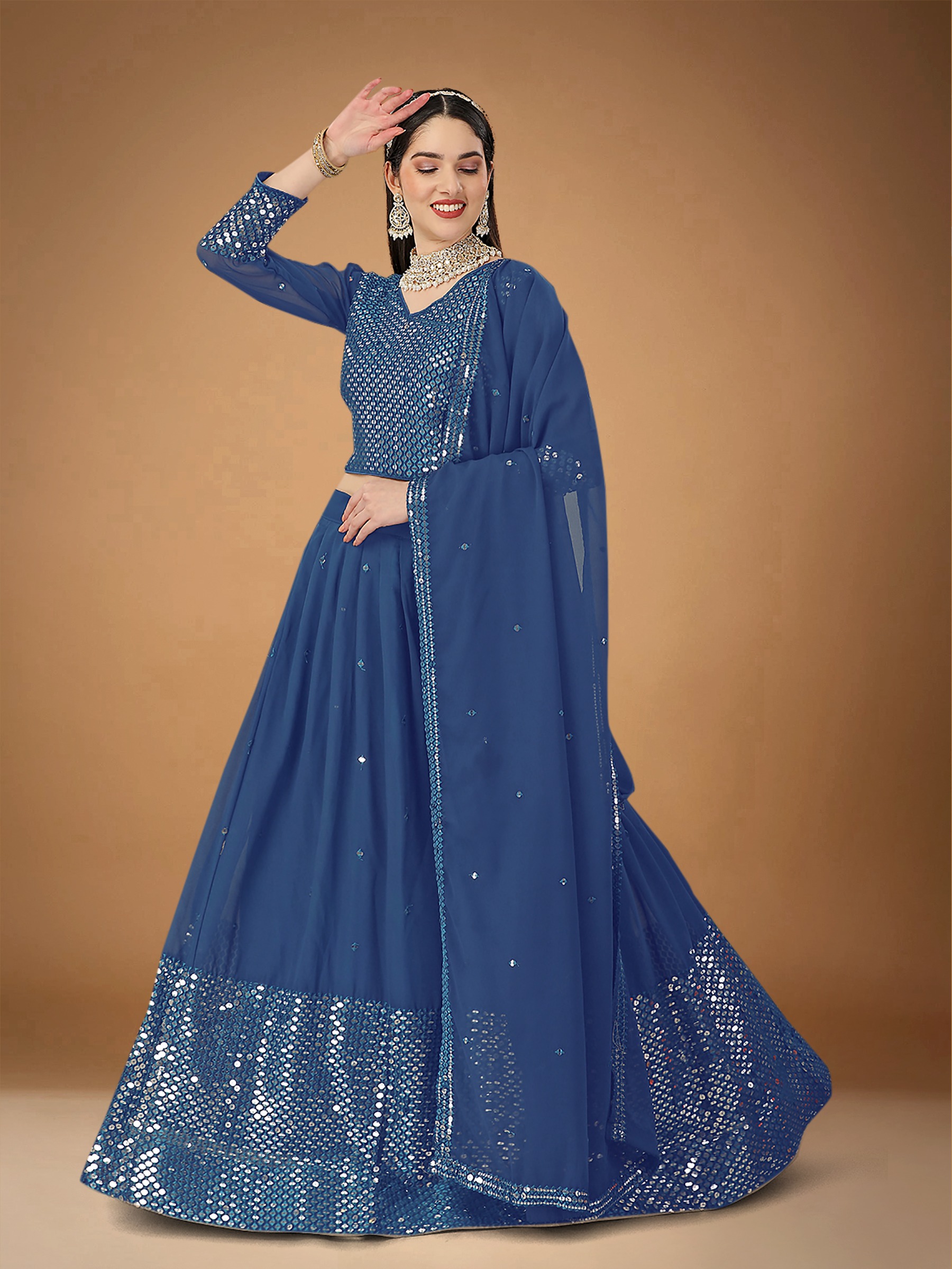 Blue Color Mirror Work Lehenga Choli, Women or Girls Party Wear and Wedding  Wear, Designer Lehenga Choli, Made to Measure Outfits Lehenga - Etsy