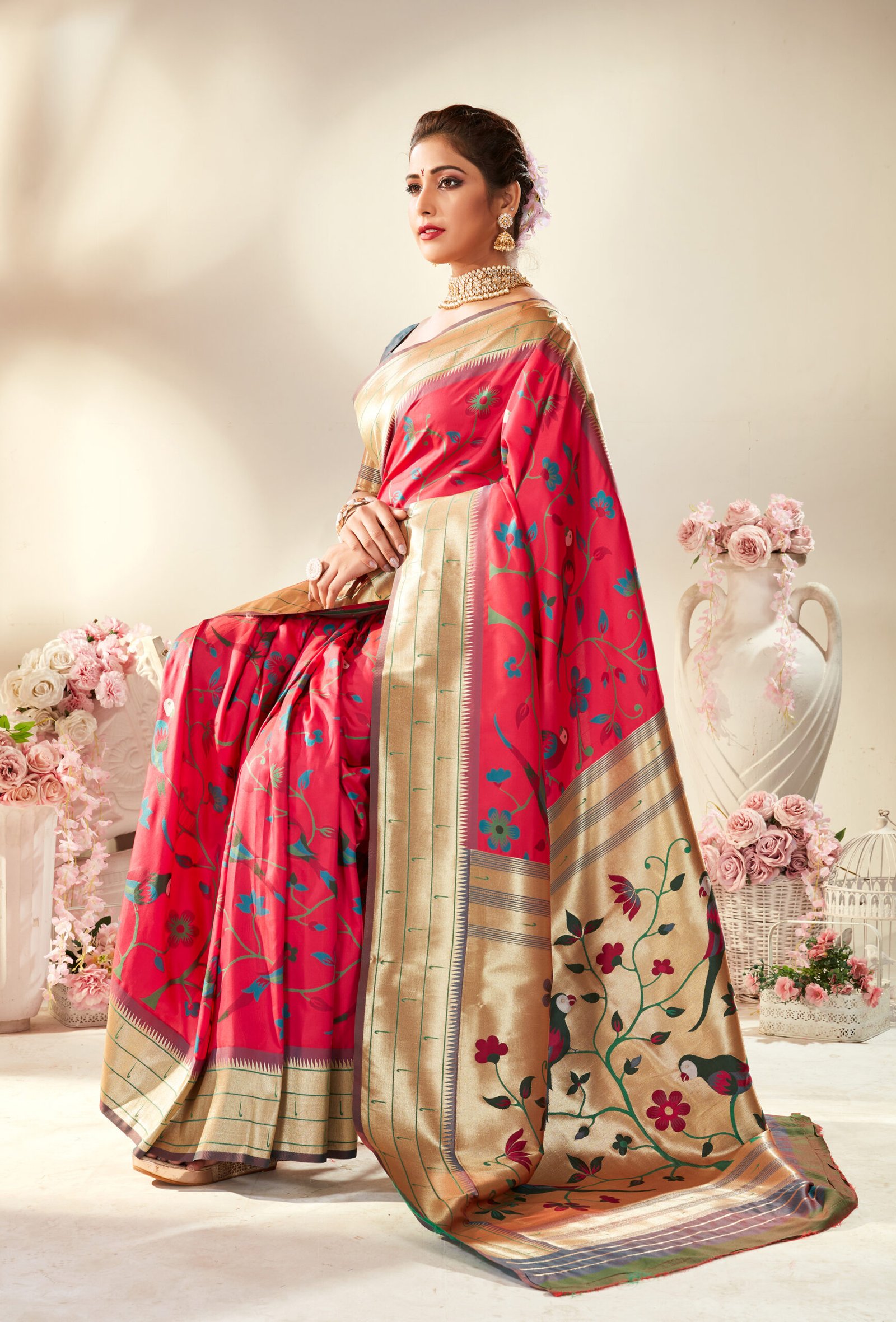 Buy facedeal Woven Banarasi Silk Blend Green Sarees Online @ Best Price In  India | Flipkart.com