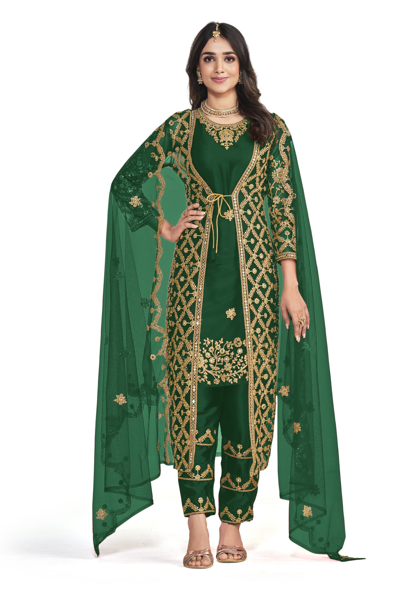 Fancy Dark Green Colour Suit For wedding