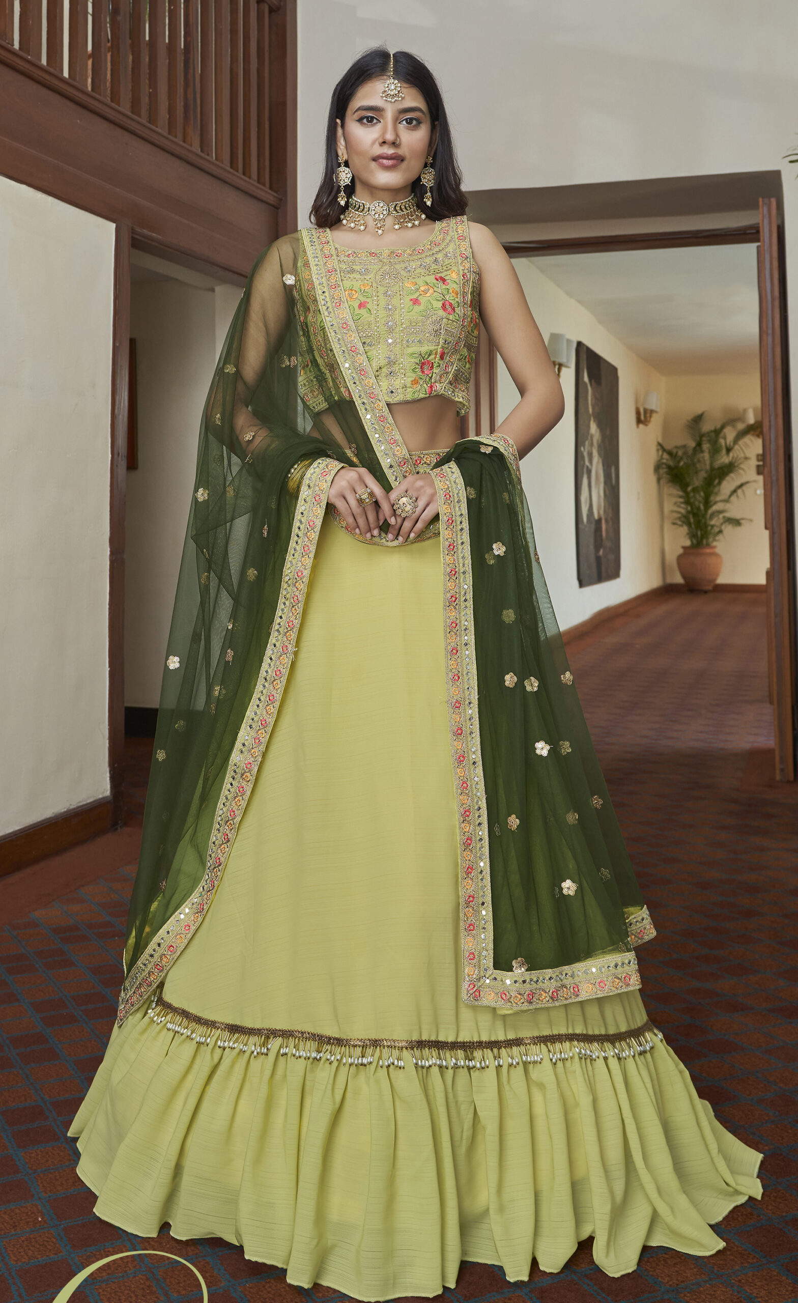 Buy Vyani Creation Women Light Green Embellished Satin Blend and Net Semi  Stitched Lehenga and Crop Top Online at Best Prices in India - JioMart.
