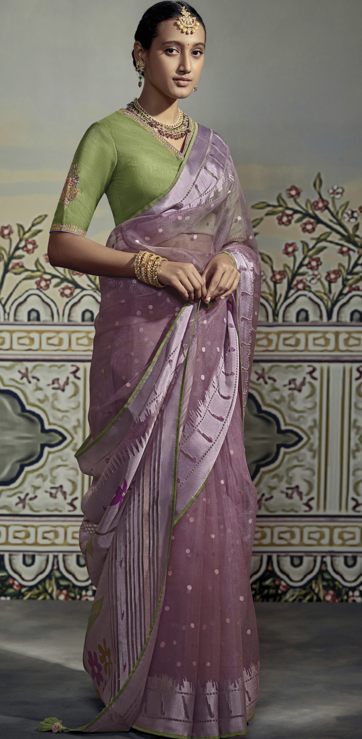 Leheriya - Purple Pink Chiffon Saree – House Of Vaarasa