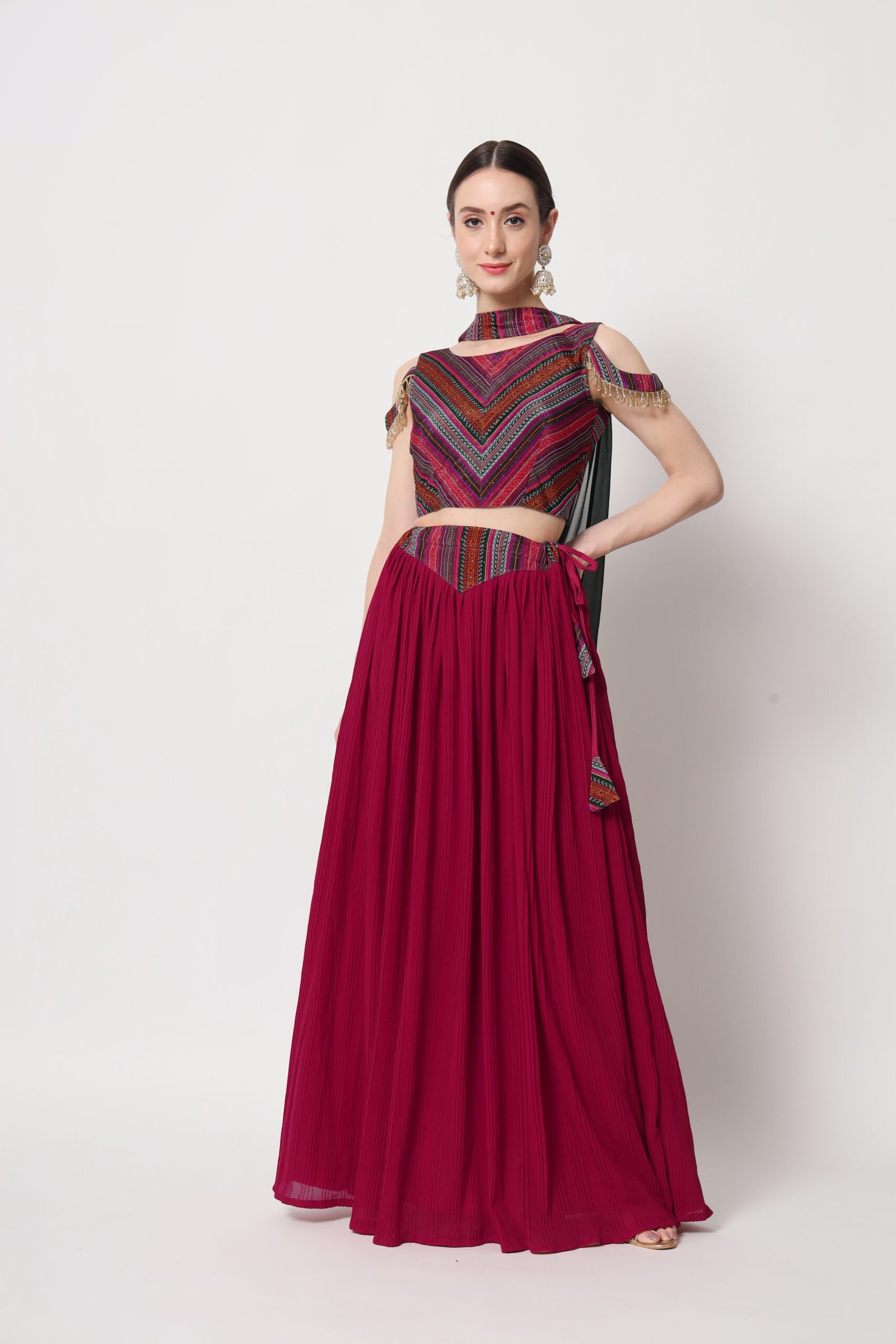 Buy Lehenga with Off Shoulder Crop Top by Pooja Peshoria at Aza Fashions | Crop  top dress, Stylish crop top, Lehenga crop top