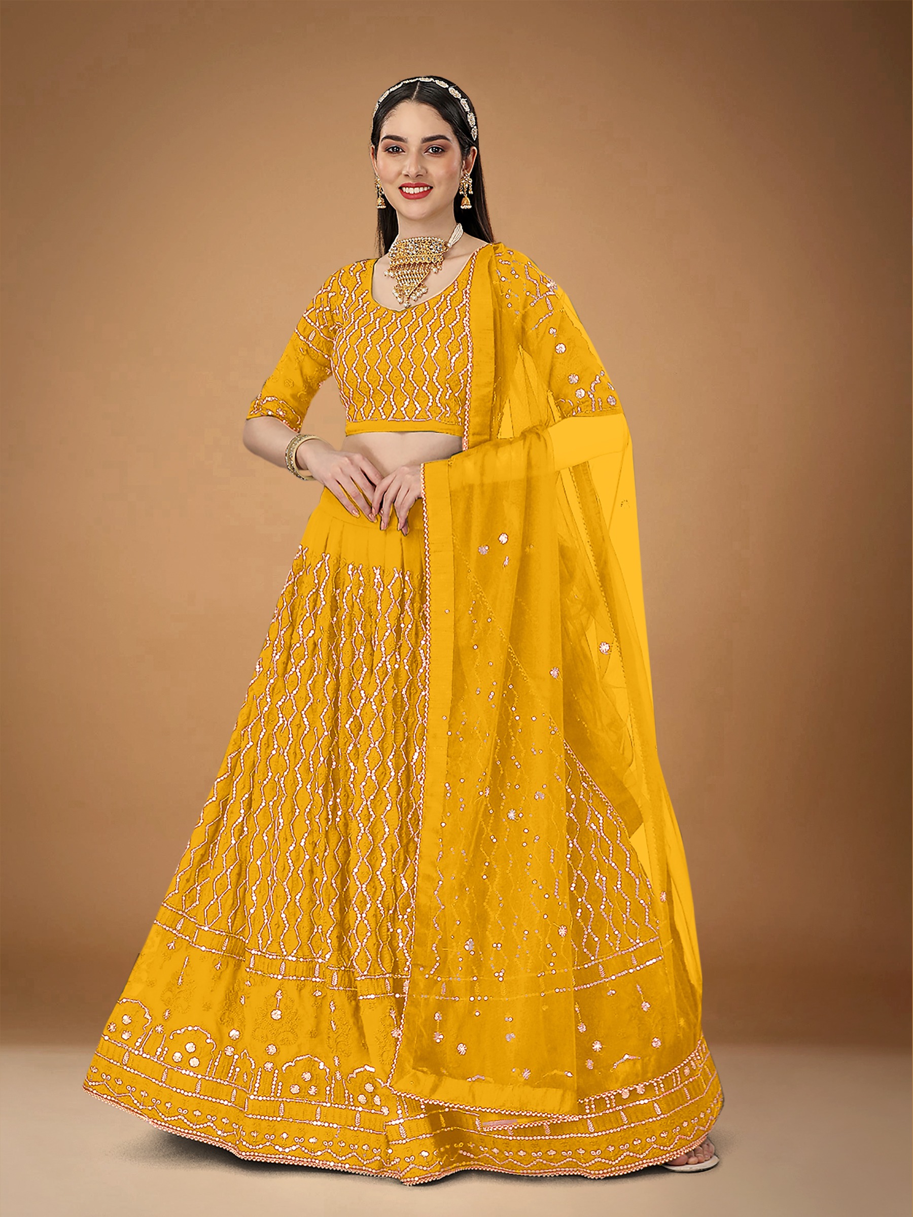 Shop Samrina - Lemon Yellow Lehenga with blouse and dupatta | Sheetal Batra  - Exquisite Ethnic Wear Online