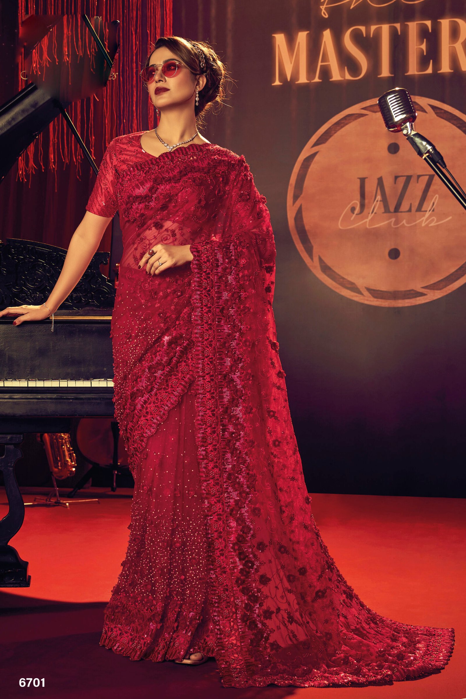 Red Full Floral Indian Pakistani Bridal Saree In Net SIRM45342 – Siya  Fashions