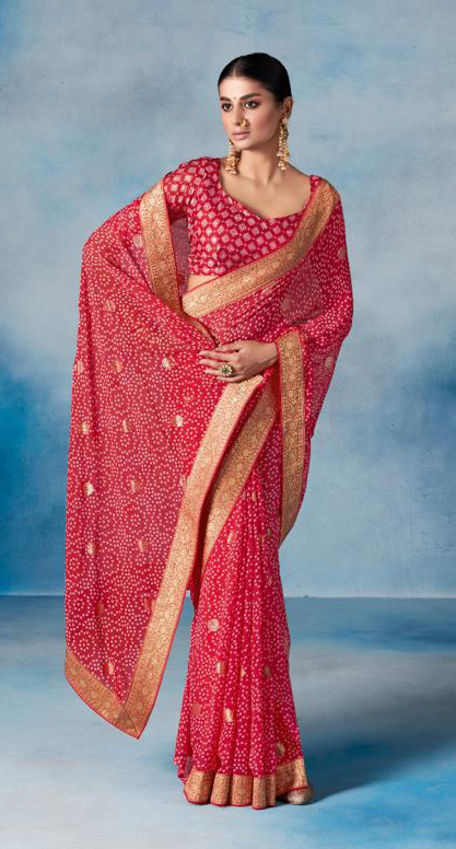 Buy Red Georgette Indian Wear Bandhej Saree Online - SARV04771 | Andaaz  Fashion