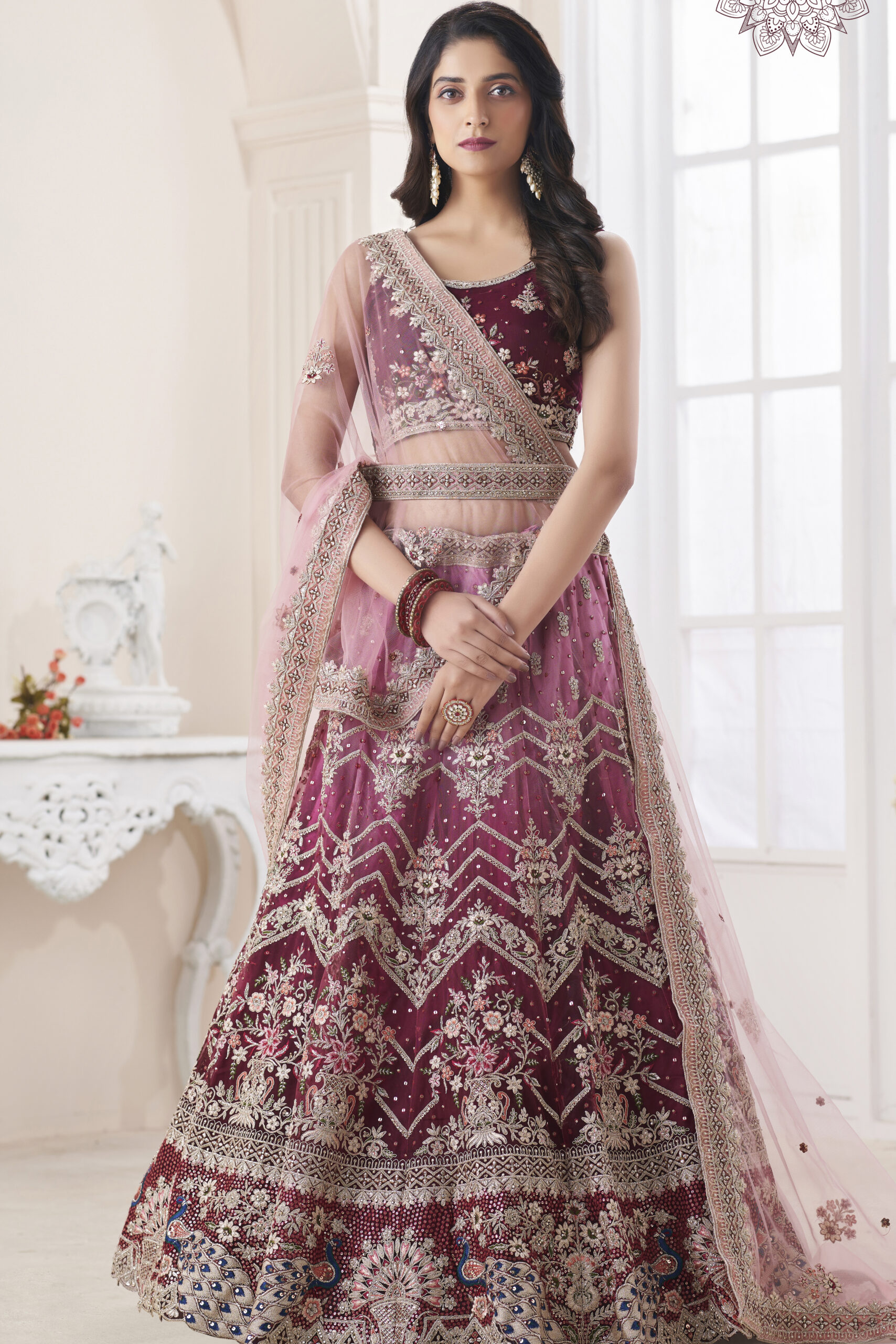 Multi-Colour Dulhan Lehenga Choli For Wedding With Heavy Embroidery -  VootMart.com