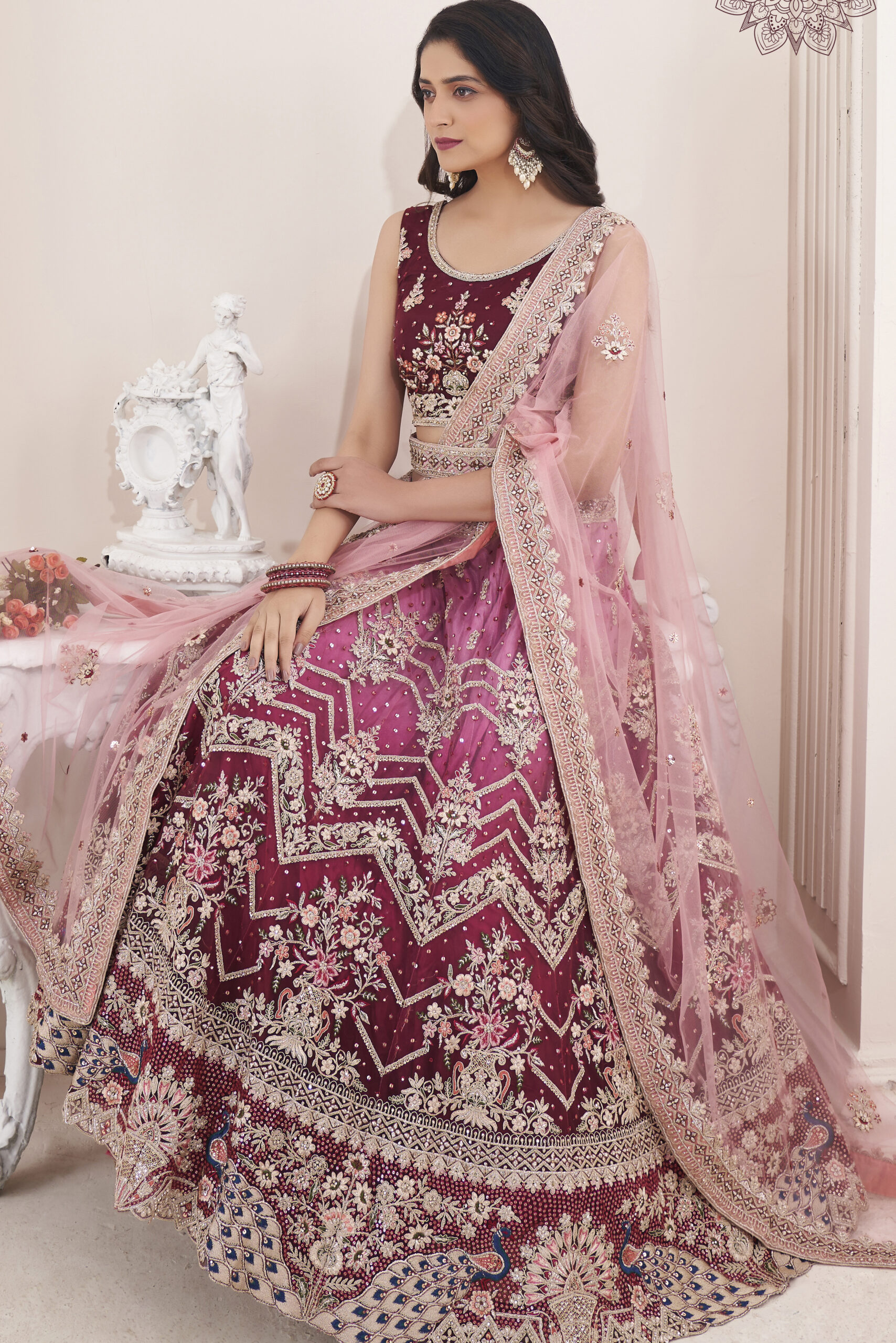 New and Unique Multi Wedding Lehenga Choli with Intricate Embellishments.