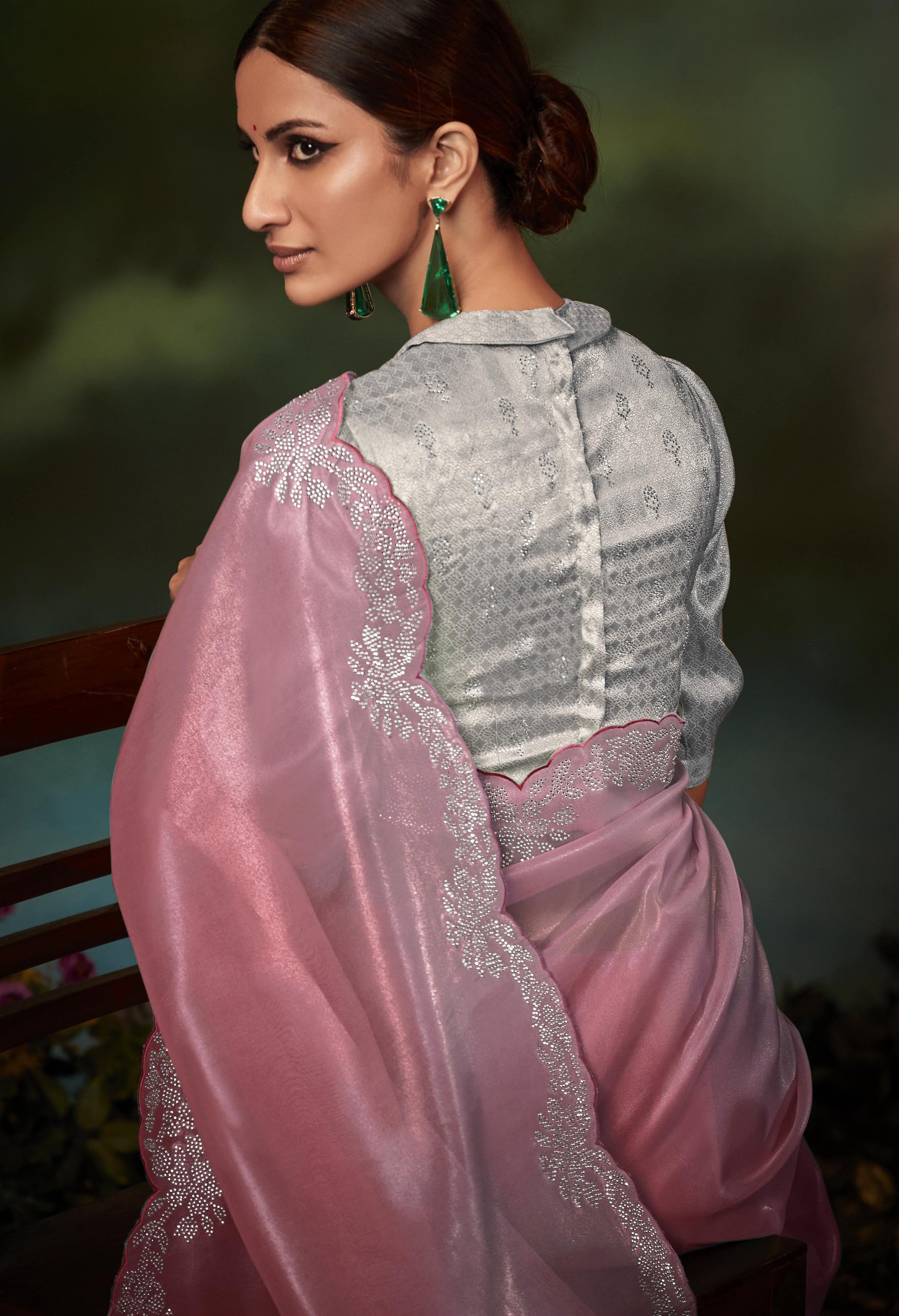 Indo Western Ready to Wear Saree in Pink