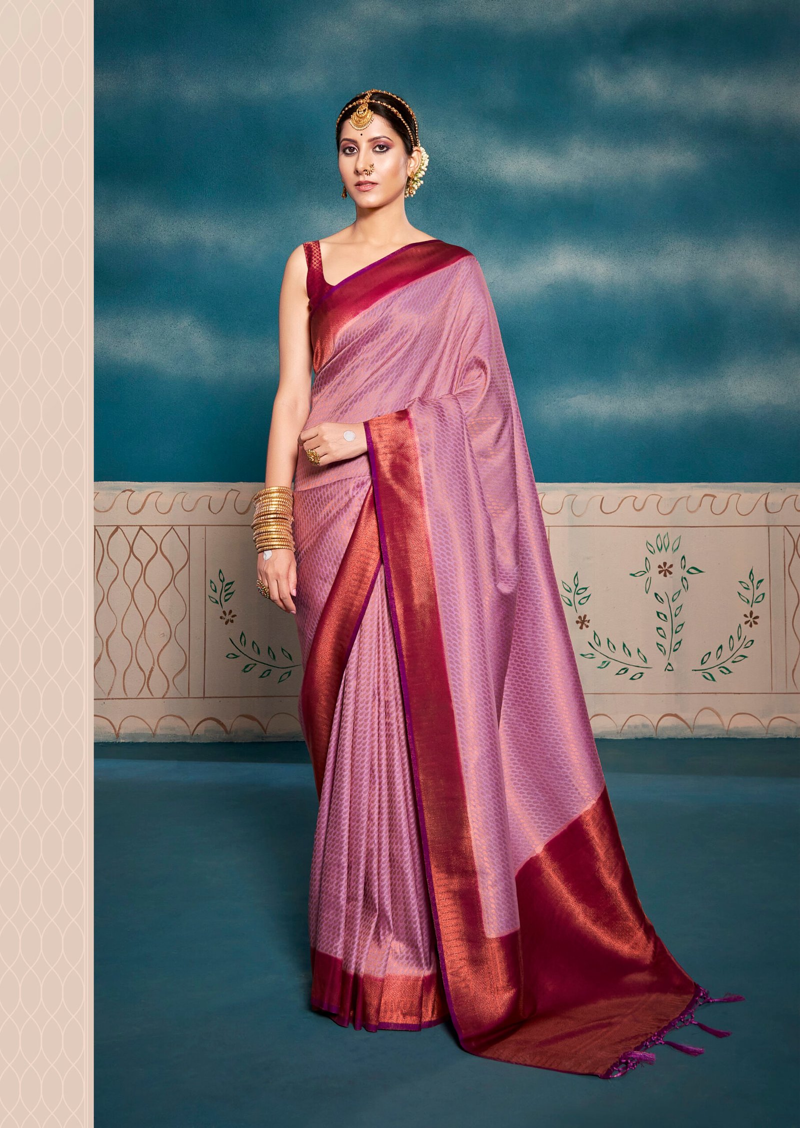 Harvest Beige and Red Zari Woven Kanjivaram Saree – MySilkLove