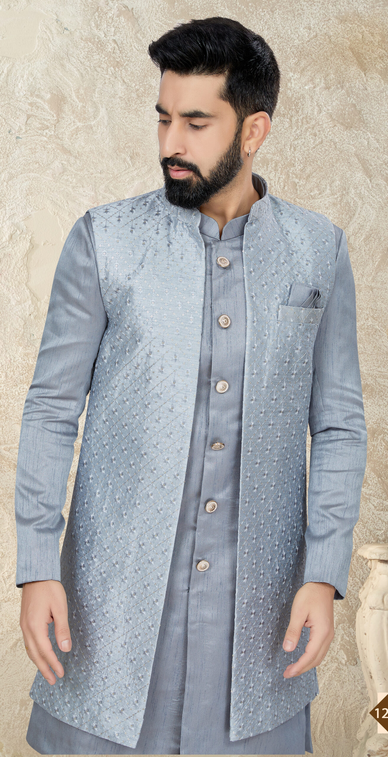 Raw silk cream hue designer indo western - G3-MIW5814 | G3fashion.com |  Wedding dresses men indian, Wedding outfits for groom, Groom dress men
