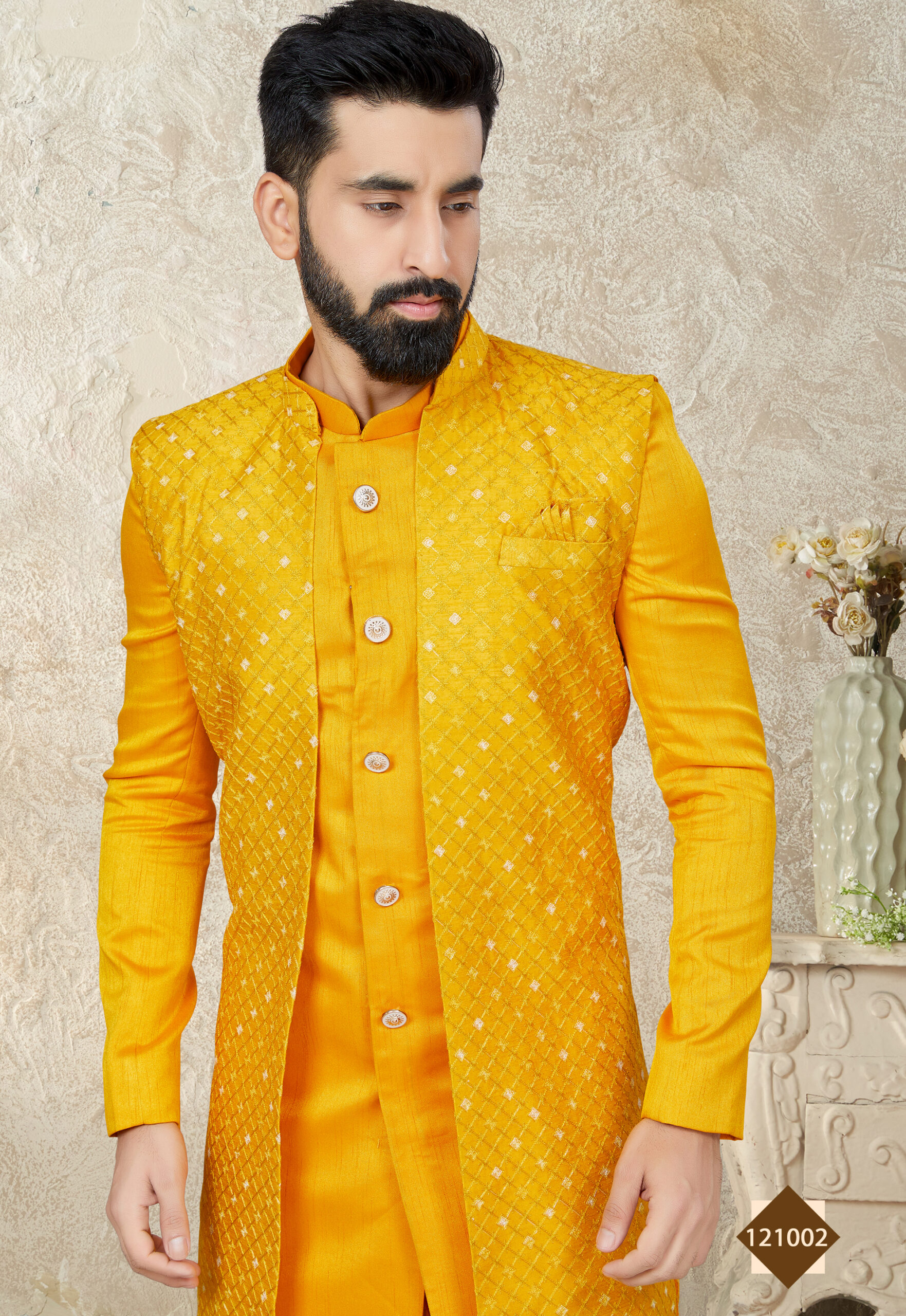 Buy Costume Dark Green Silk Churidar Jacket Style Men Sherwani MSTV01205