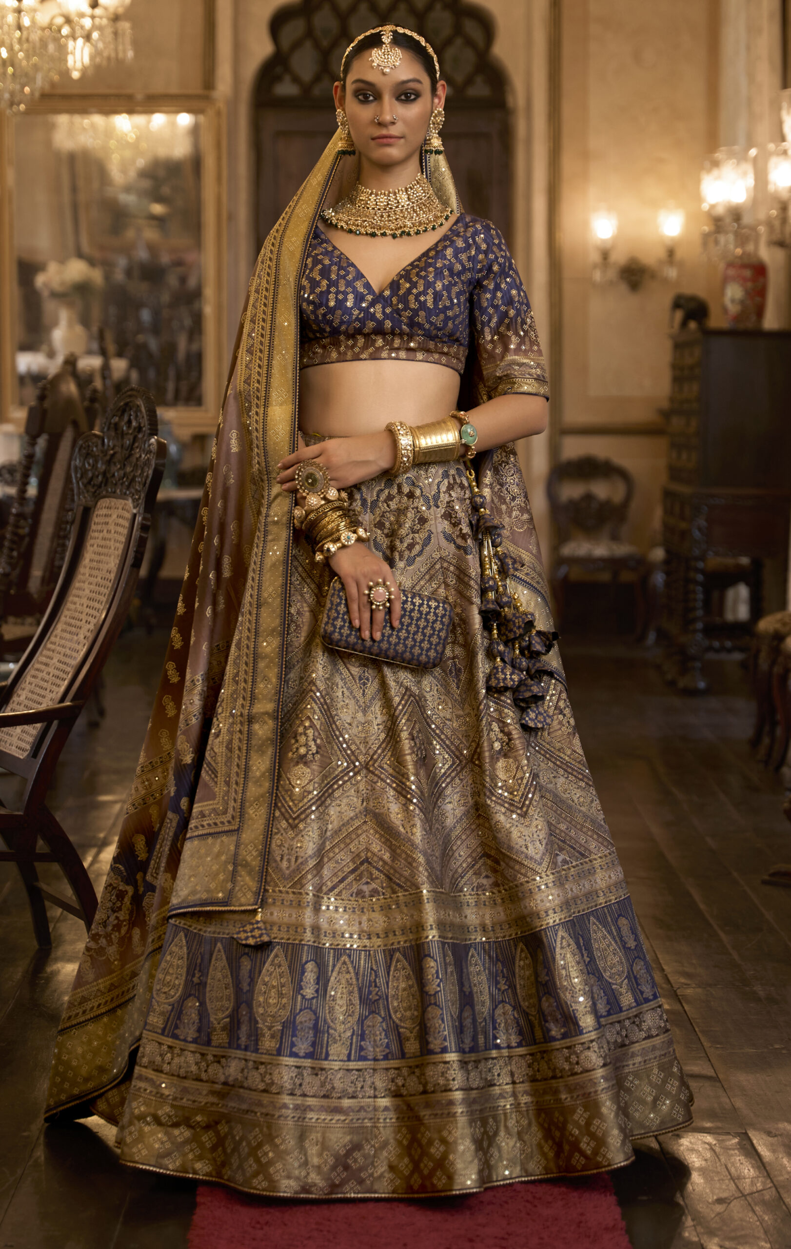 Buy Bollywood Sabyasachi Inspired Yellow color Fine art silk bridal lehenga  choli in UK, USA and Can