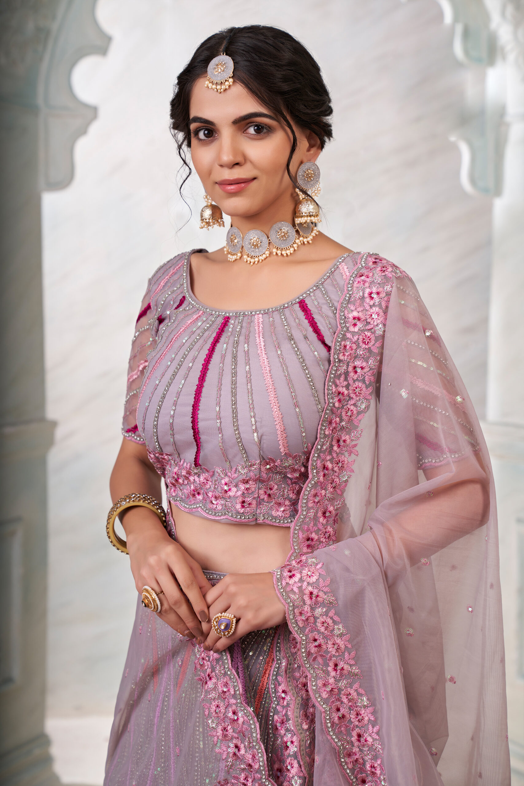 how to style jewellery with light pink bridal lehenga - jewellery ideas for  pink lehenga - YouTube